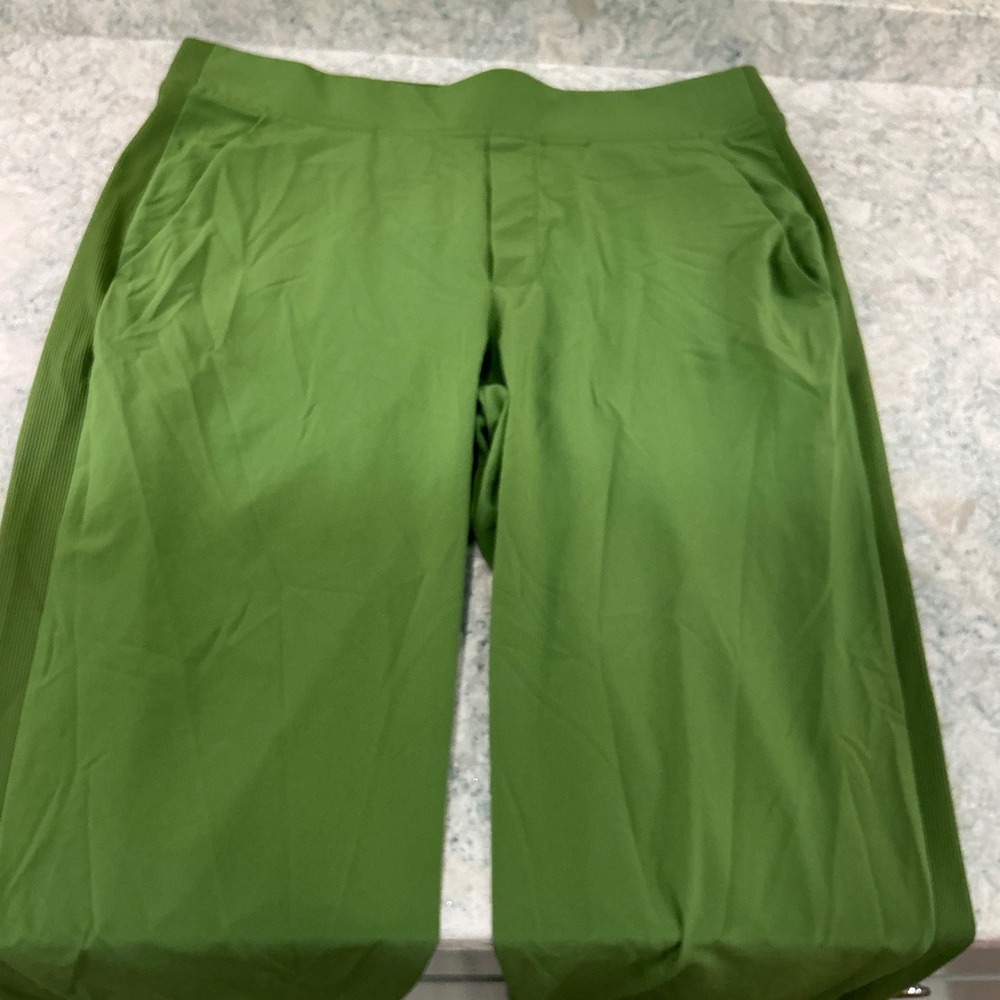 Athleta Ankle Pant Brooklyn 12T Green Mid Rise Ribbed Side Panel 198671-40